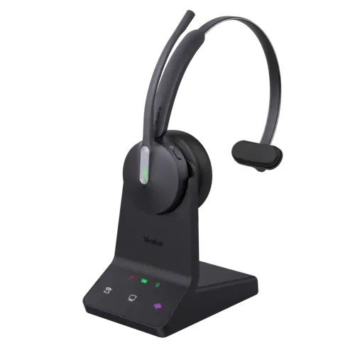 Yealink WH64 Mono headset on stand